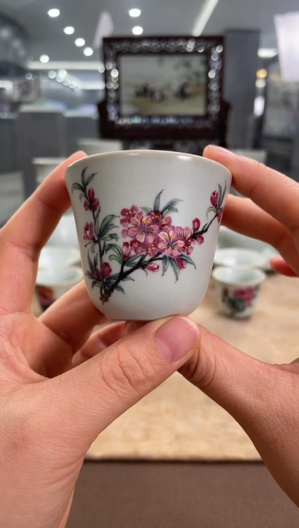 【闪购商品】周泽堂天青花香桃花彩绘