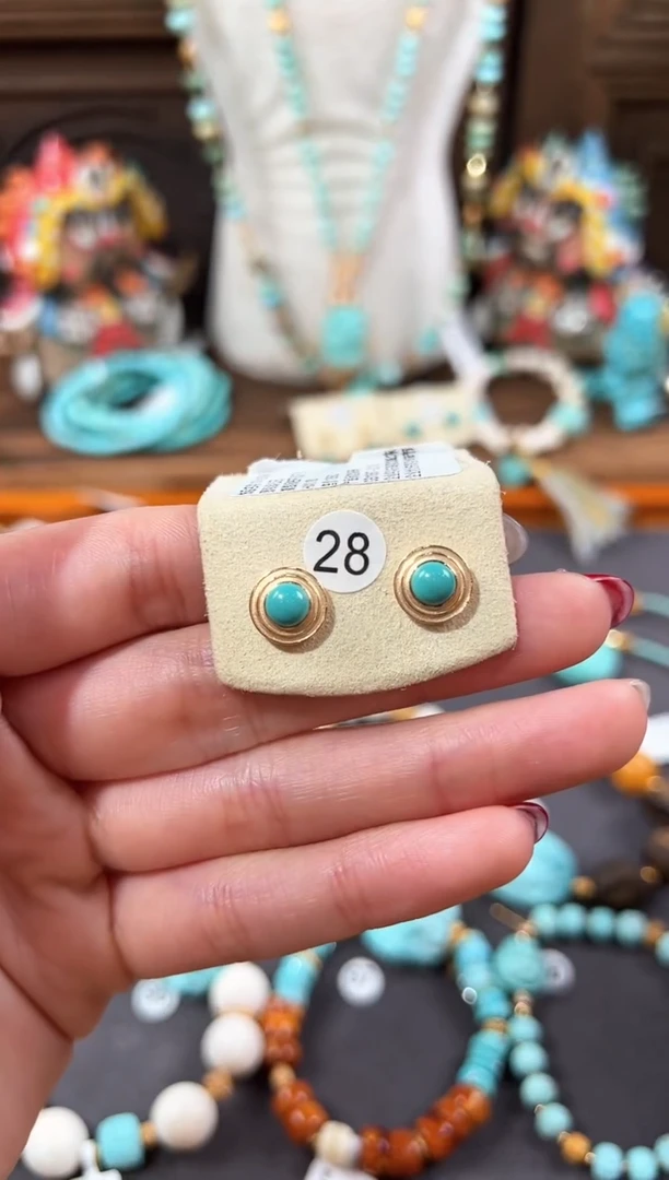 【闪购商品】绿松石耳饰18K金镶嵌绿松石耳饰