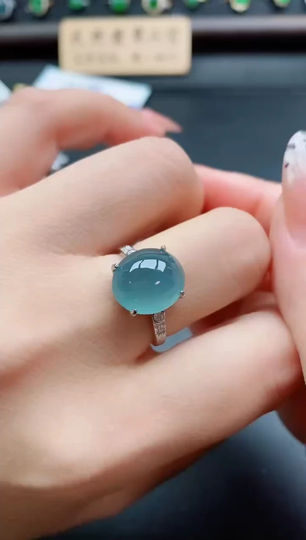 银S925镶嵌戒指翡翠1