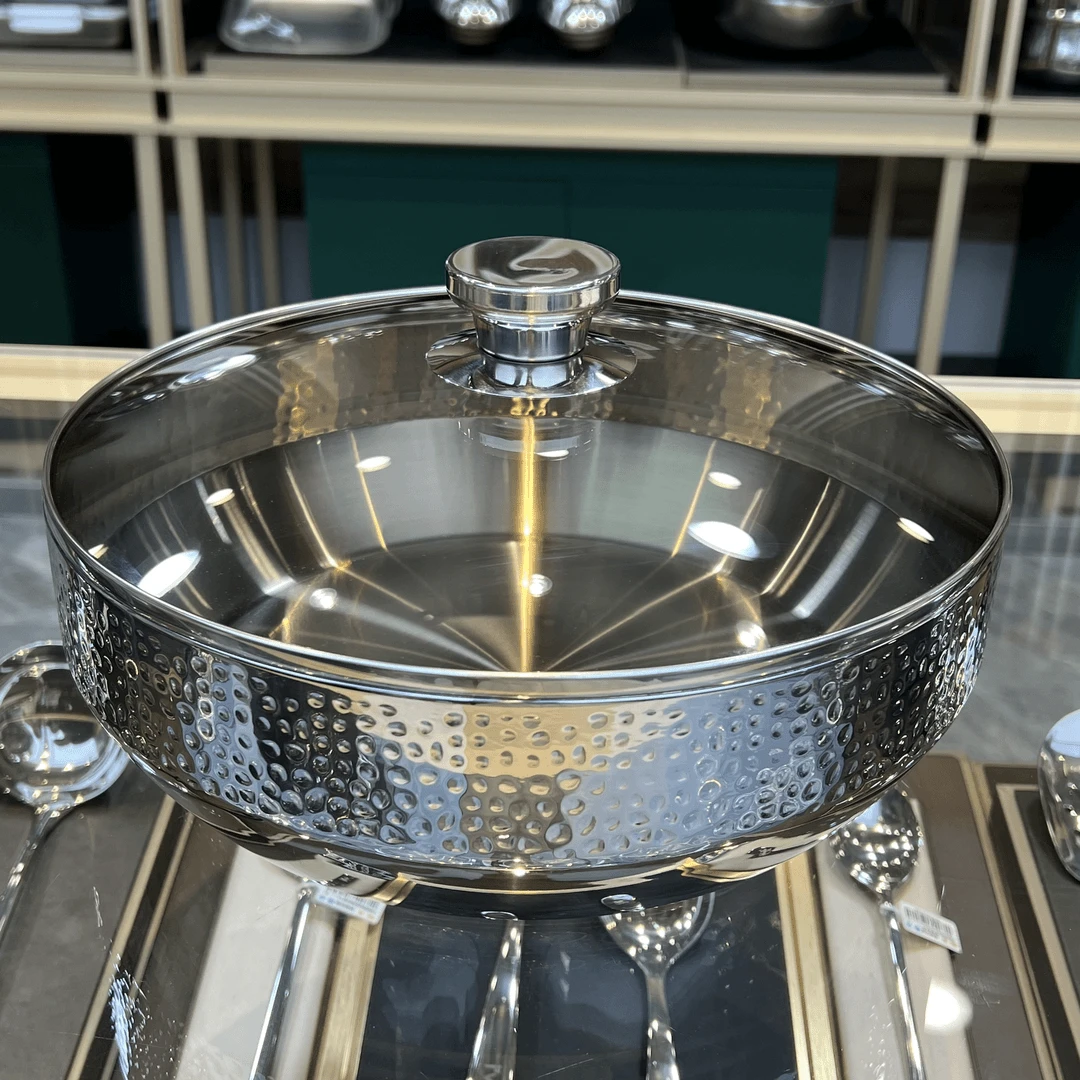 德国精工 ive锤纹和面盆 316L加厚五层钢 料理盆烘焙盆煮汤多用盆