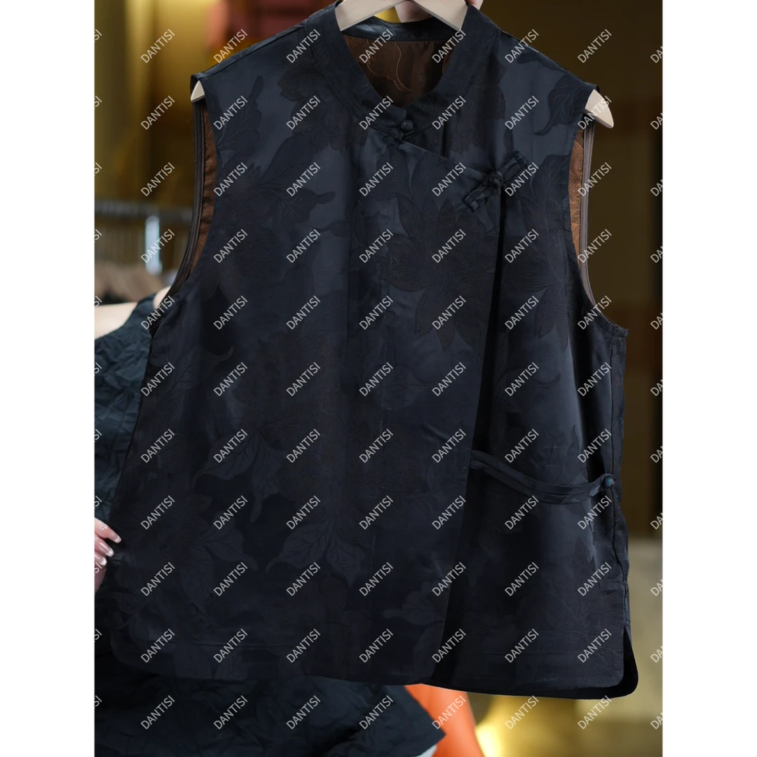 墨叶《非遗美学》1626复古中式立领盘扣气质百搭无袖马甲