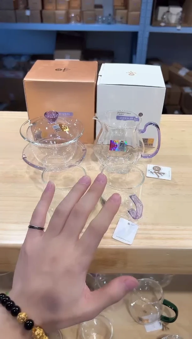 禾器-禅语盖碗-浅紫色+颂妍浅紫+清禾杯浅紫2只