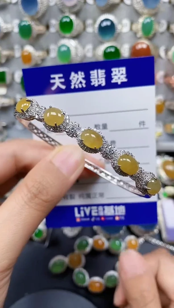 翡翠手镯银S925镶嵌0318