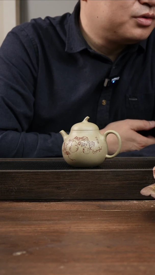 茶杯紫砂本绿茄瓜    刻绘葫芦   180CC