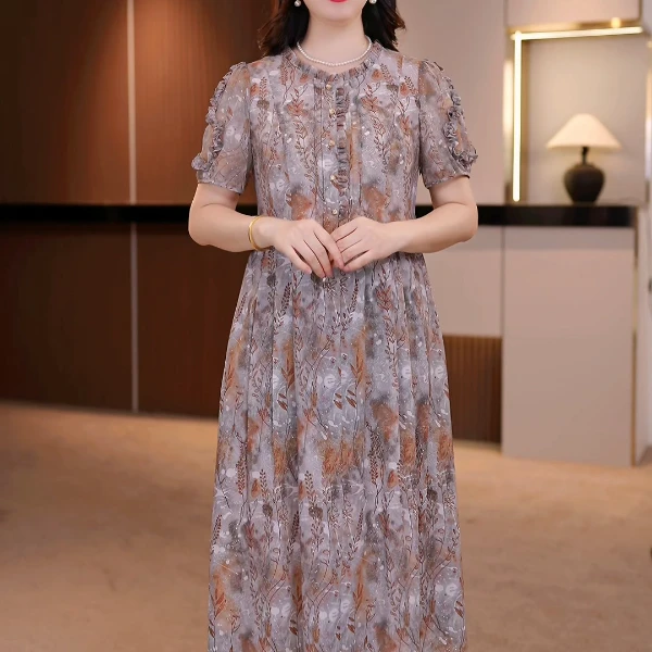 夏季新款大码女装连衣裙遮肉显瘦收腰连衣裙【D】FY-691