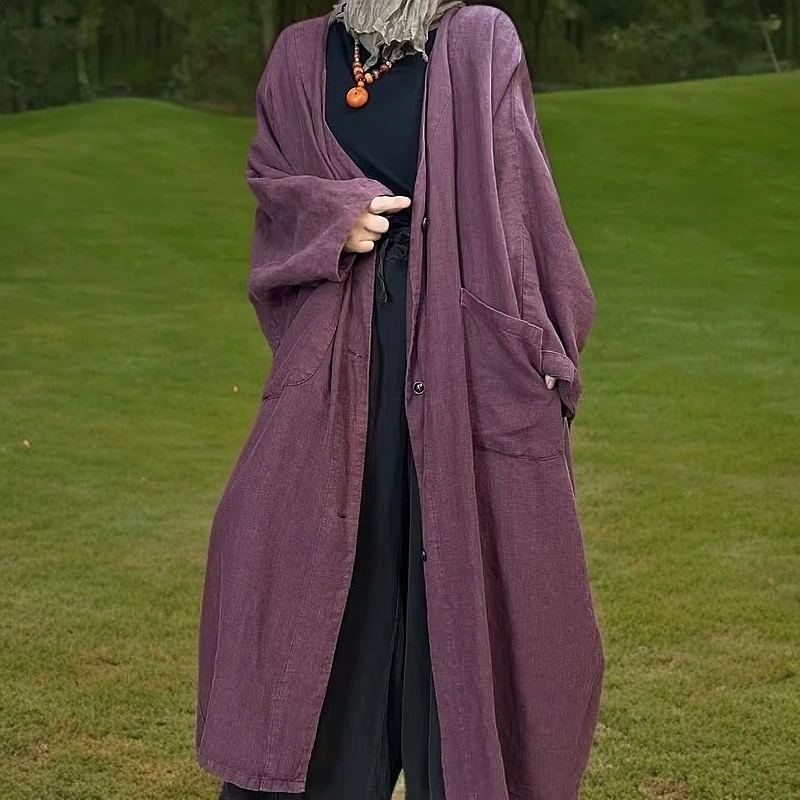 2138常规口袋长款V领纯色中老年女装百搭ins网红秋季文艺