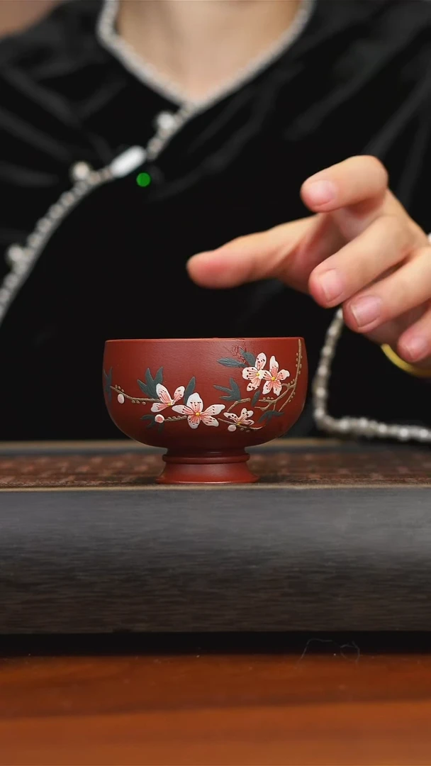 【闪购商品】紫砂茶壶大红袍高足杯山茶花