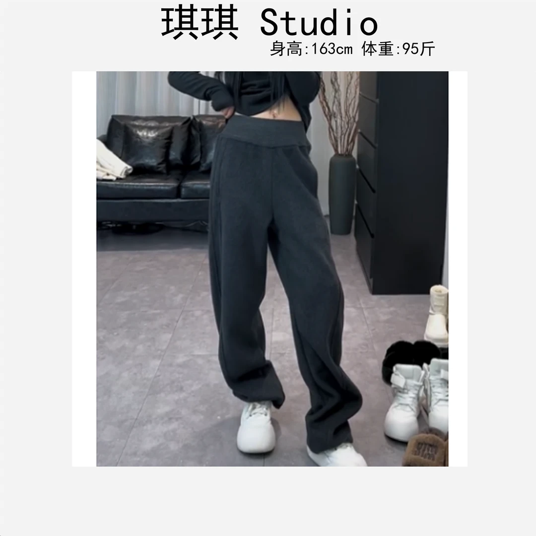 秋冬季新款加厚气质时尚松紧腰侧边褶皱显瘦减龄休闲裤2609-G