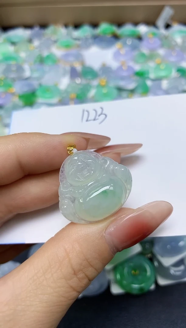 翡翠18K金镶嵌颈饰 天然缅甸翡翠A货