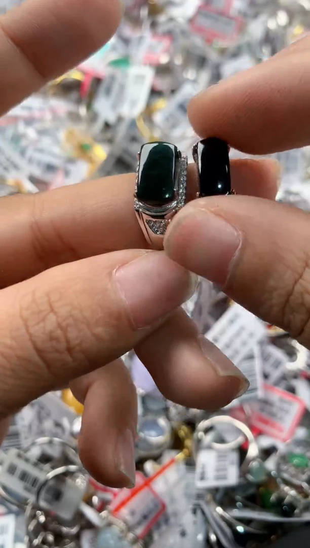 银S925镶嵌戒指翡翠444   5