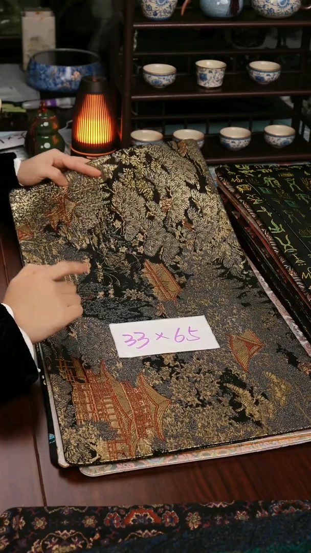 【西阵织登鹳雀楼双面】中国风干泡织锦茶席33*65