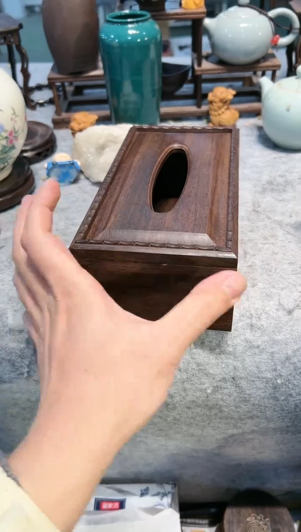 【闪购商品】风车木（黑檀木）黑檀长款纸巾盒1个