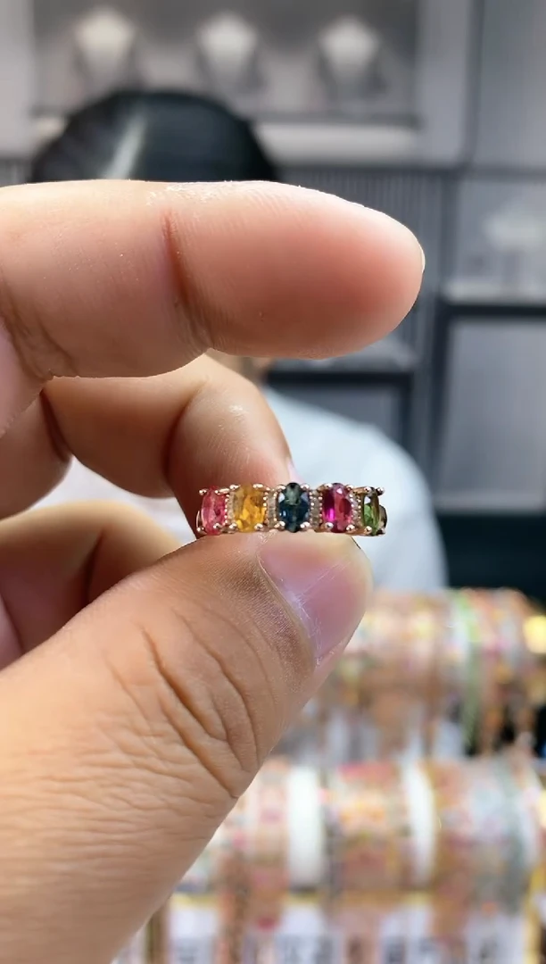 银S925镶嵌戒指碧玺3435435435434