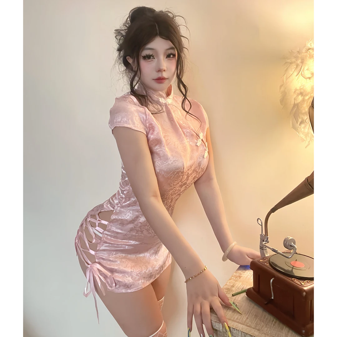 柠檬物语针织包臀裙常规款短裙纯色旗袍法式裙子气质甜美修身