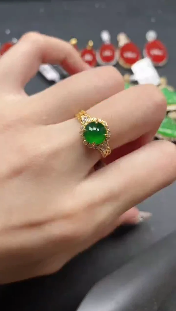 银S925镶嵌戒指翡翠51511