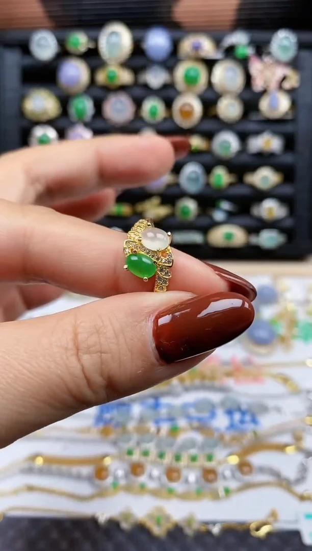 银S925镶嵌戒指翡翠145