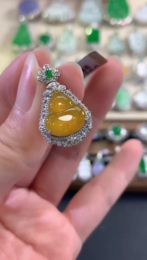 吊坠(不含链)18K金镶嵌翡翠d16