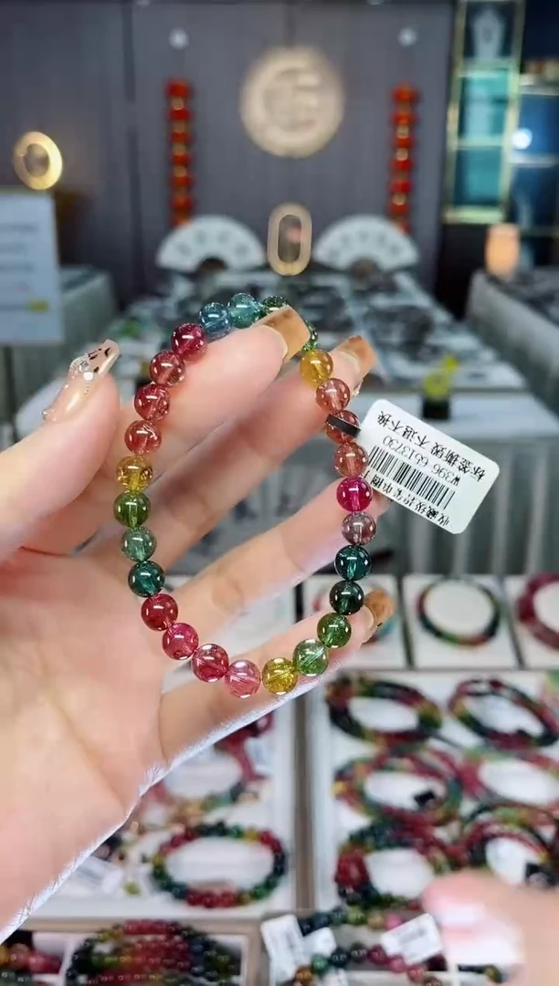 收藏级老矿碧玺色标净体单圈手串6mm+未镶嵌碧玺dan一物一证