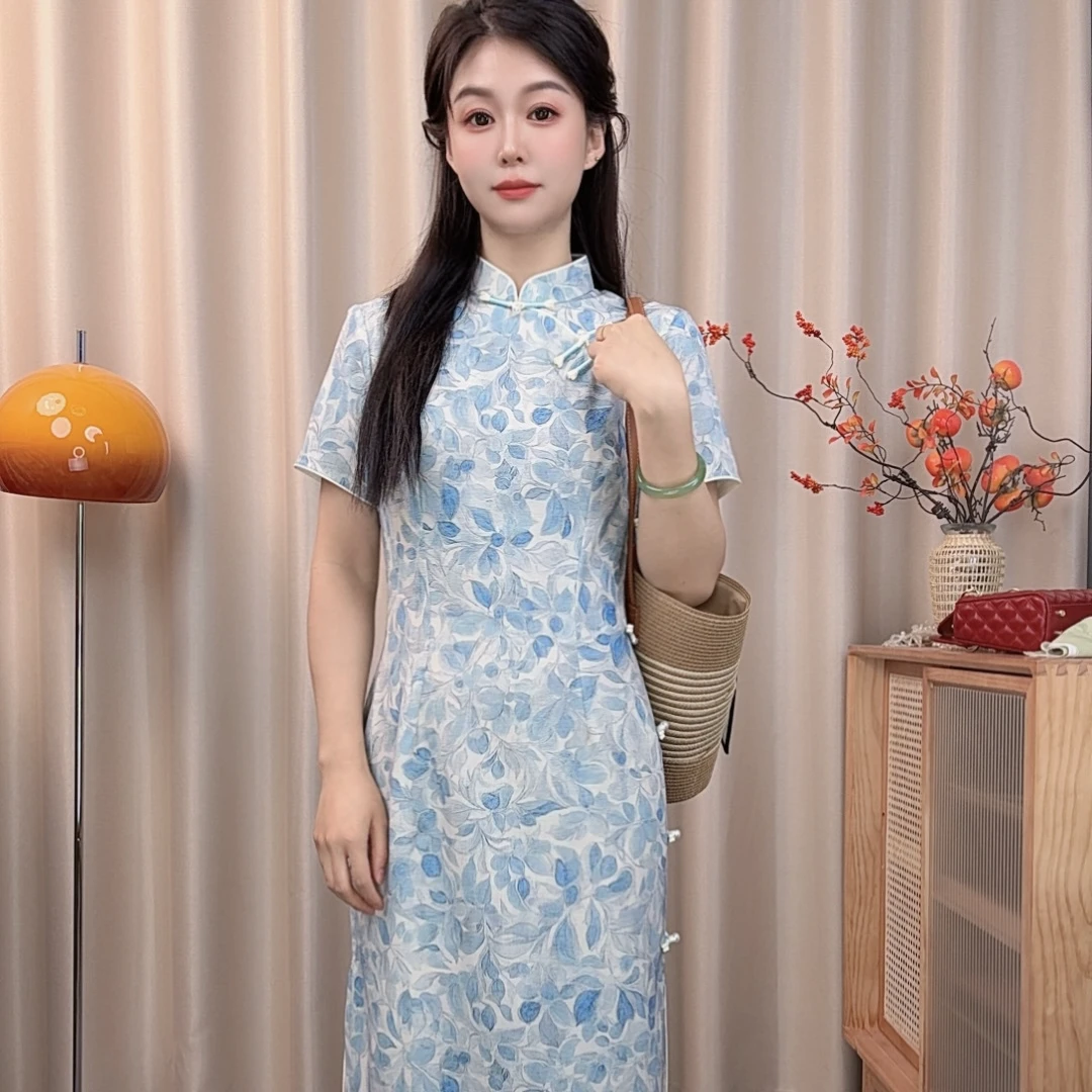 新款中长款中式旗袍中国风夏季优雅显瘦气质显白时尚修身复古日常