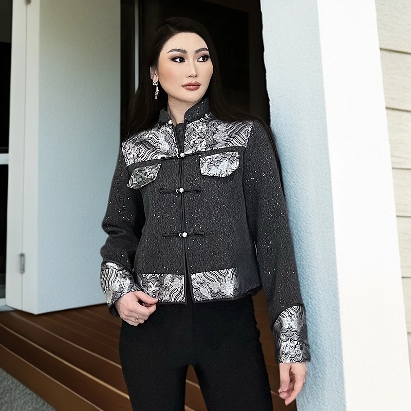 Adiyabrand显瘦夹克外套上衣时尚民族风小香风时尚气质出游服装女