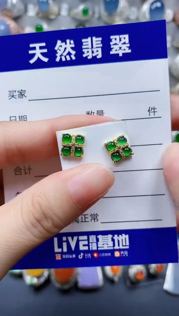 翡翠银S925镶嵌耳饰82
