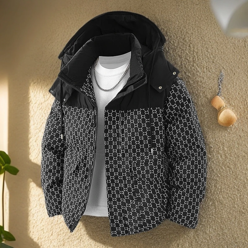 真维斯户外休闲冬季新款格子宽松面包服潮流保暖服情侣加厚外套