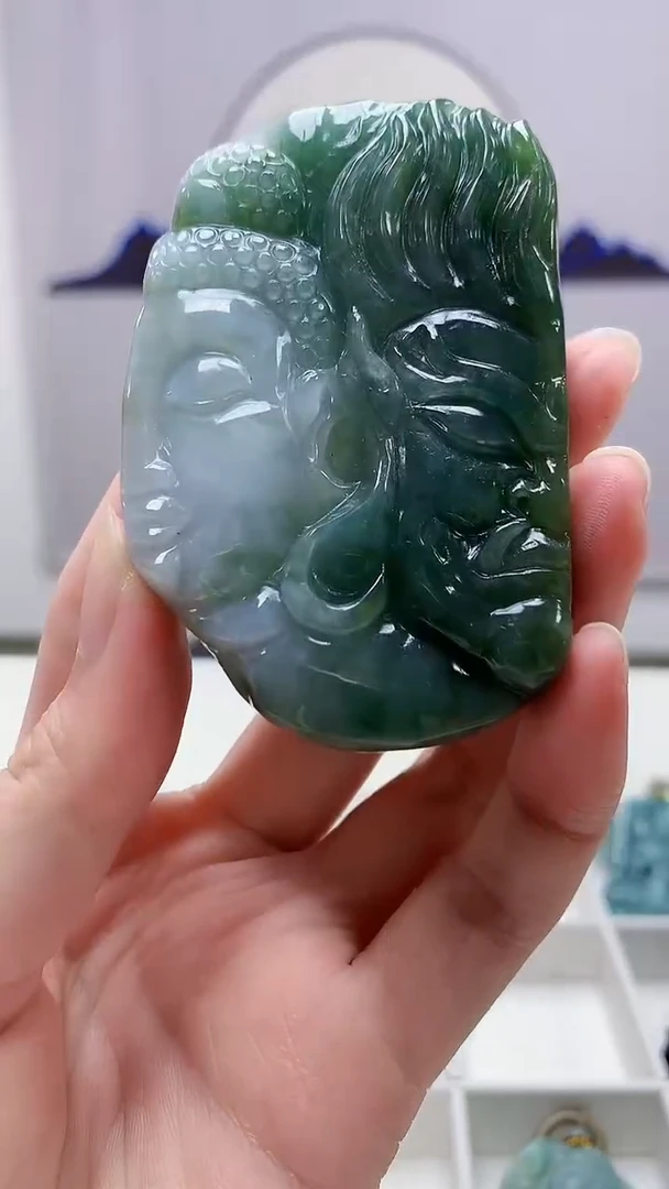 定制翡翠未镶嵌4917zm-毛货挂件佛魔一念96