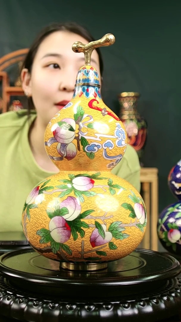 平**然非遗技艺 景泰蓝 葫芦摆件  黄