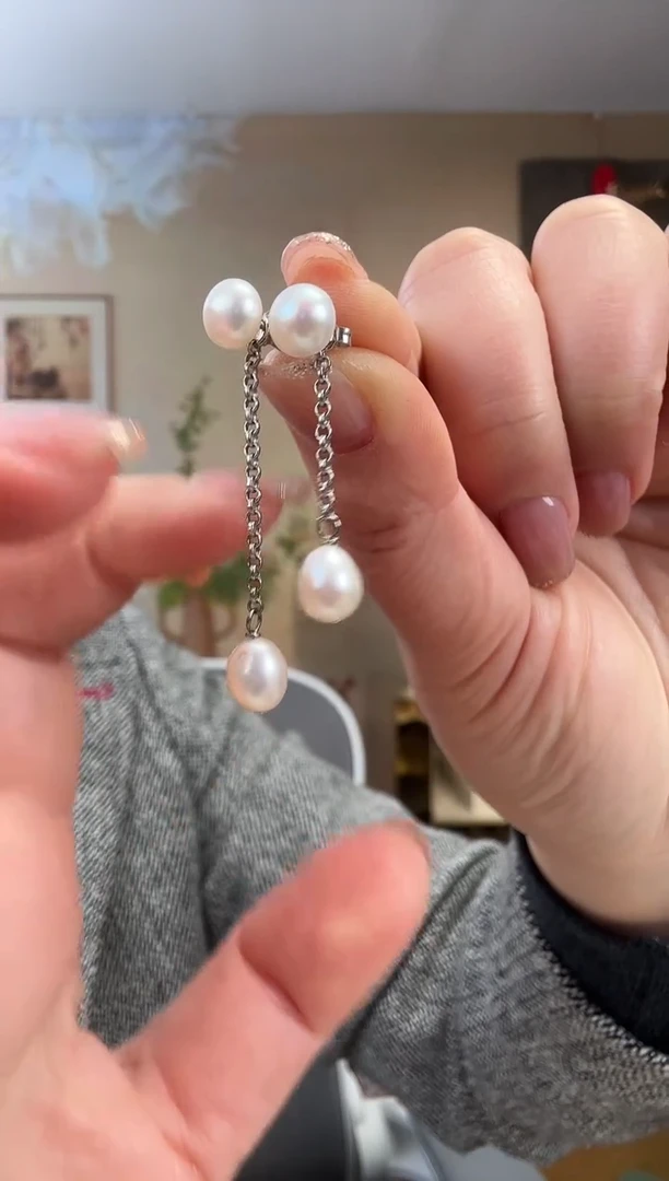【闪购商品】淡水珍珠耳饰银S925镶嵌一款两戴珍珠耳饰