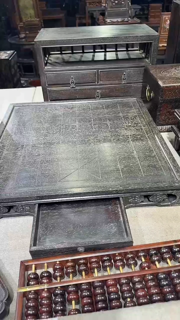 木紫檀木带抽屉棋盘