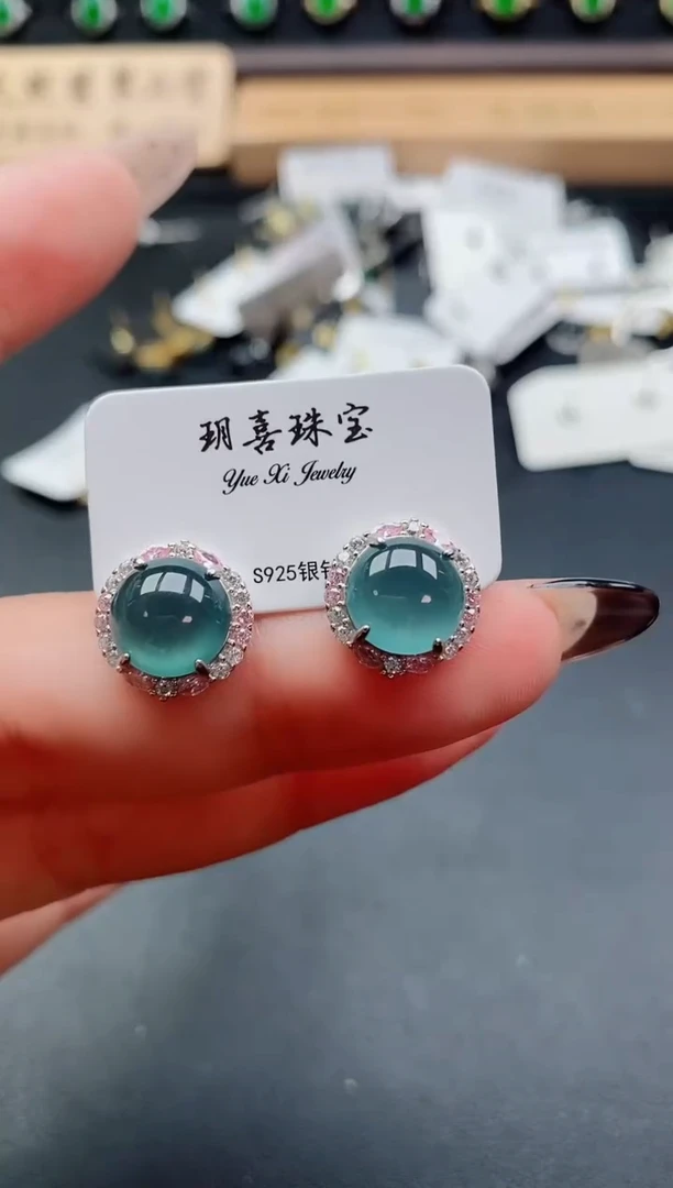 银S925镶嵌戒指翡翠1