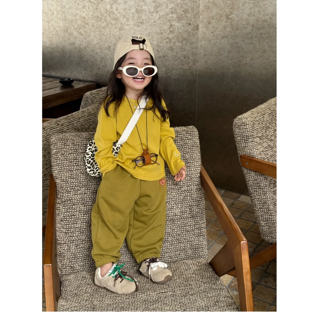 壹妈韩版童装女童早秋穿搭套装秋装洋气儿童t恤长袖上衣休闲裤子