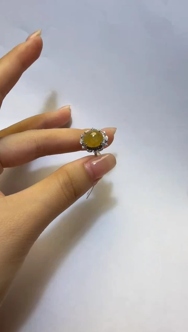 银S925镶嵌戒指翡翠925银镶缅甸A货翡翠戒指