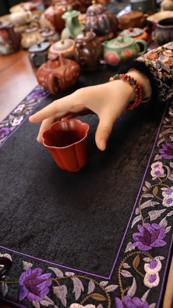 茶壶紫砂朱泥筋纹杯