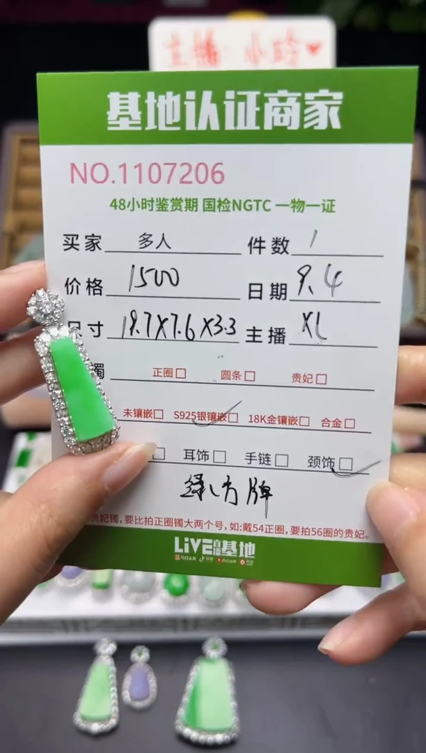 吊坠(不含链)银S925镶嵌翡翠多人