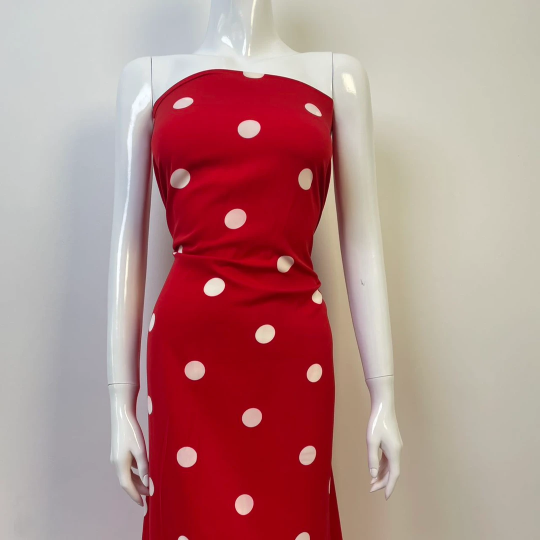 红色点点子高质量服装面料