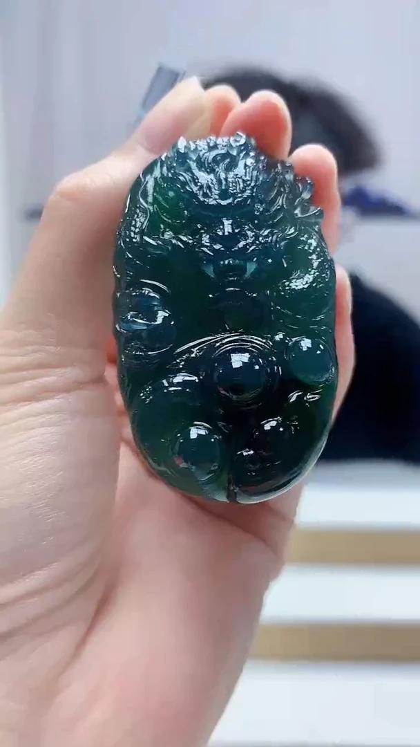 未镶嵌定制翡翠4688zm-毛货挂件龙牌128