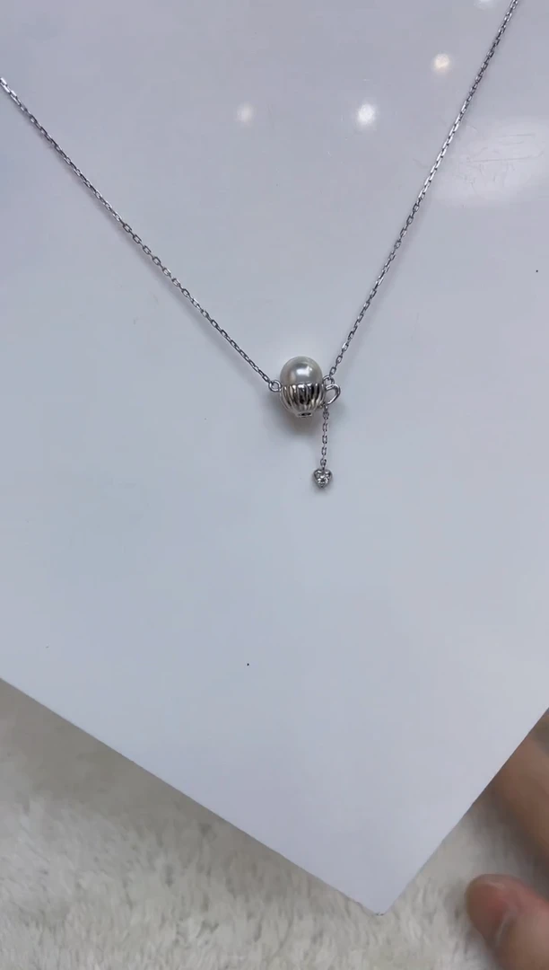 海水珍珠银S925镶嵌颈饰