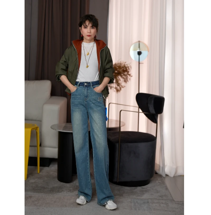 【K】高级百搭m家钉珠牛仔裤 KX0125021002