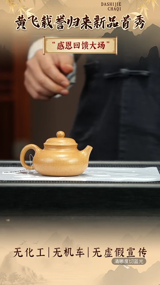 茶壶紫砂黄飞 容天 老宕口黄金段