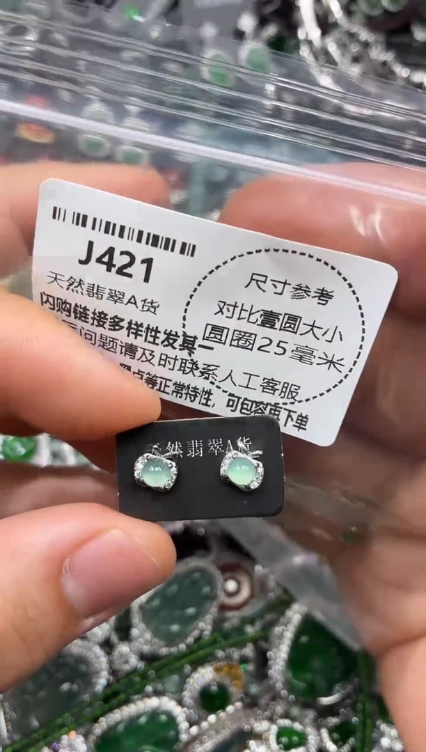 颈饰未镶嵌翡翠J421耳钉