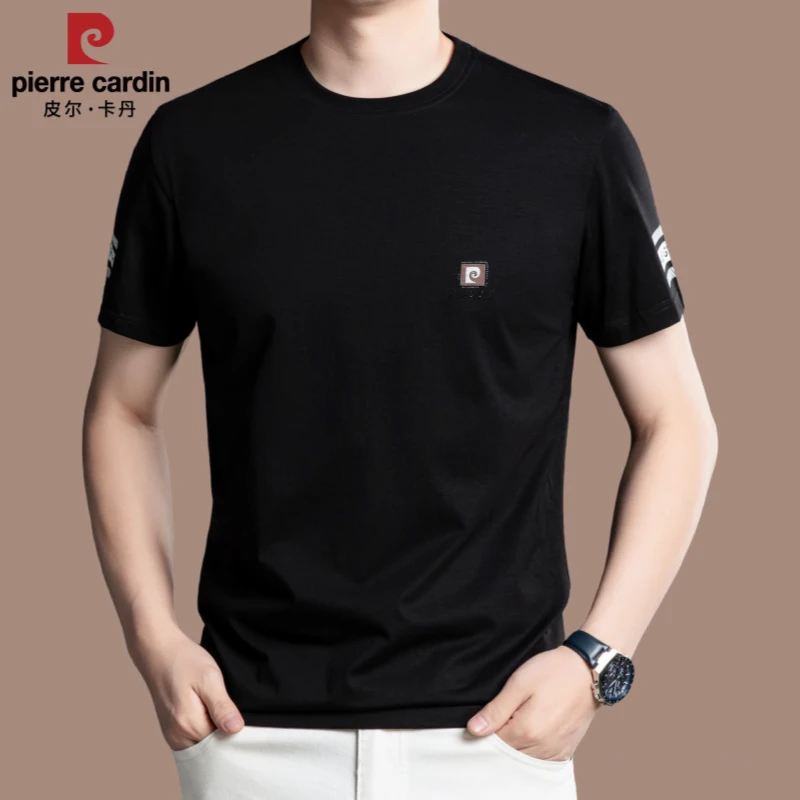 【国际大牌皮尔卡丹】高档棉麻男士短袖体恤薄款夏季休闲圆领t恤衫