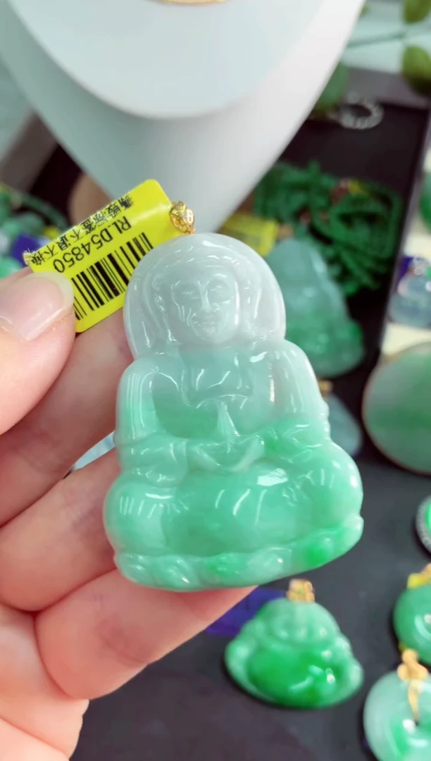 吊坠(不含链)18K金镶嵌翡翠挂件