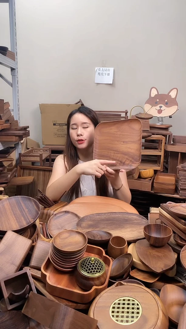 木  南美胡桃木正方盘25*25*2cm  整木