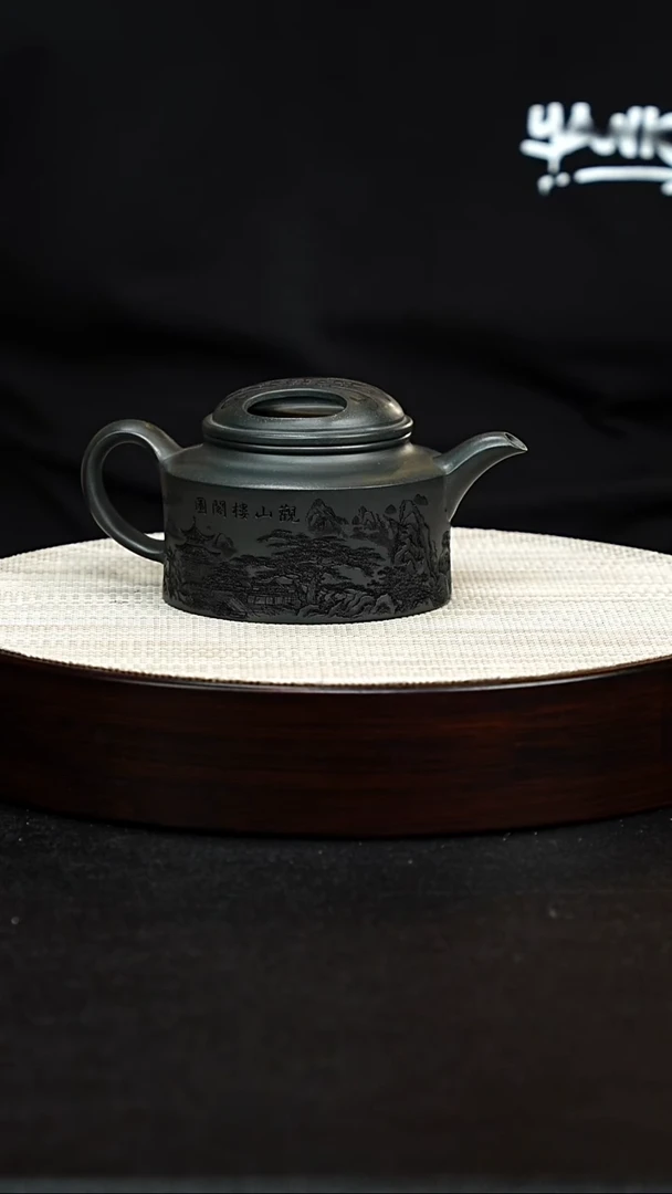 茶壶紫砂宜兴原矿纯手工紫砂 牛盖德钟 墨绿泥