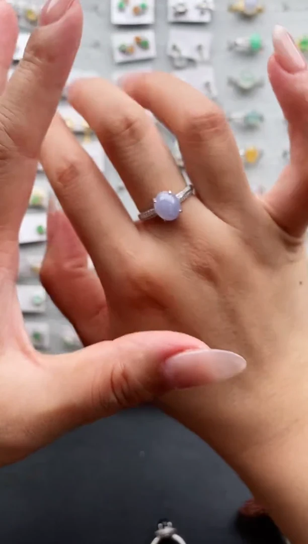 银S925镶嵌戒指翡翠天然缅甸翡翠A货111-3-10