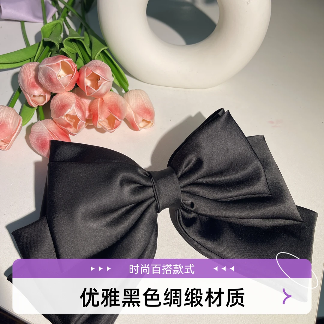 缎面蝴蝶结发夹显脸小高级感后脑勺夹子女发饰