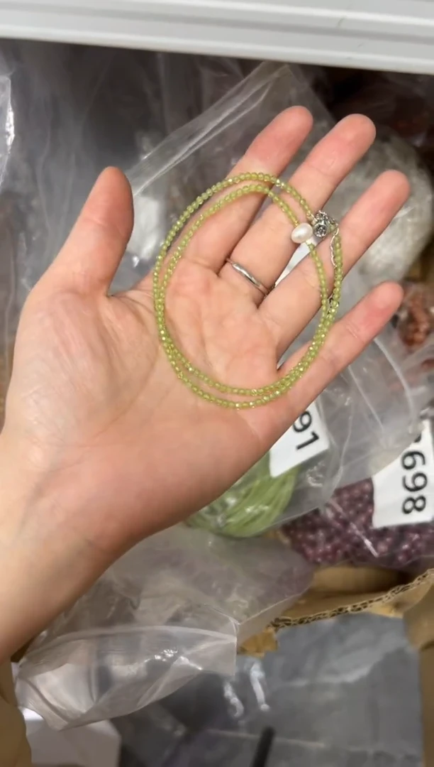 【闪购商品】橄榄石颈饰未镶嵌橄榄石淡水珍珠款项链[3691]