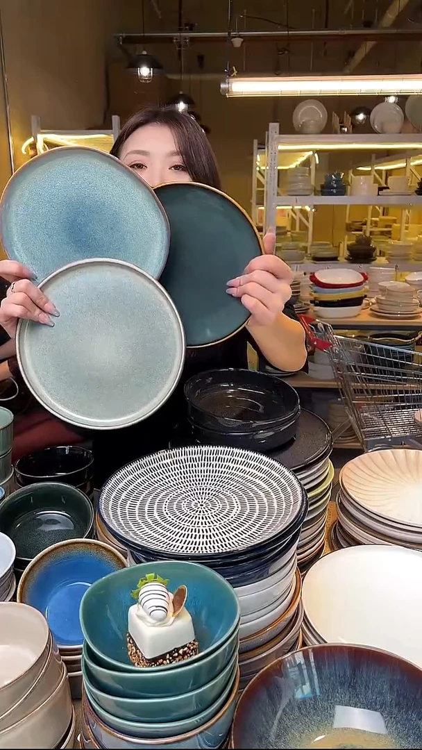 瓷128外贸尾货高温釉下彩陶瓷餐具默认微瑕