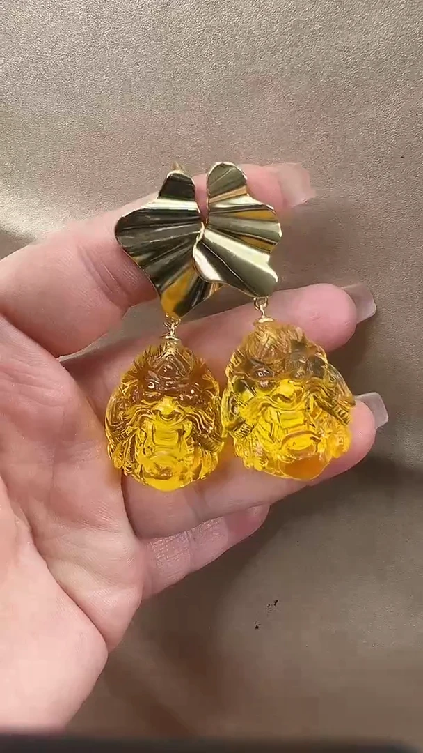 琥珀颈饰未镶嵌耳环